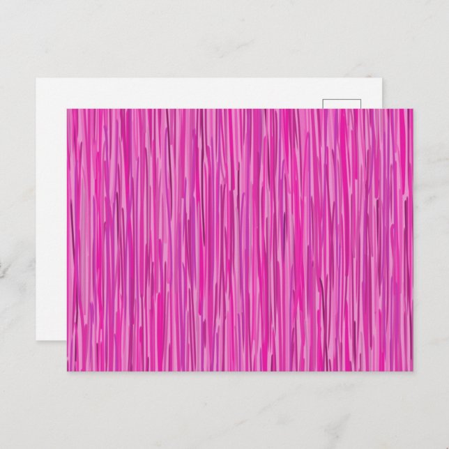Pink Rain Vertical Striped Art Accent Pillow Postcard (Front/Back)