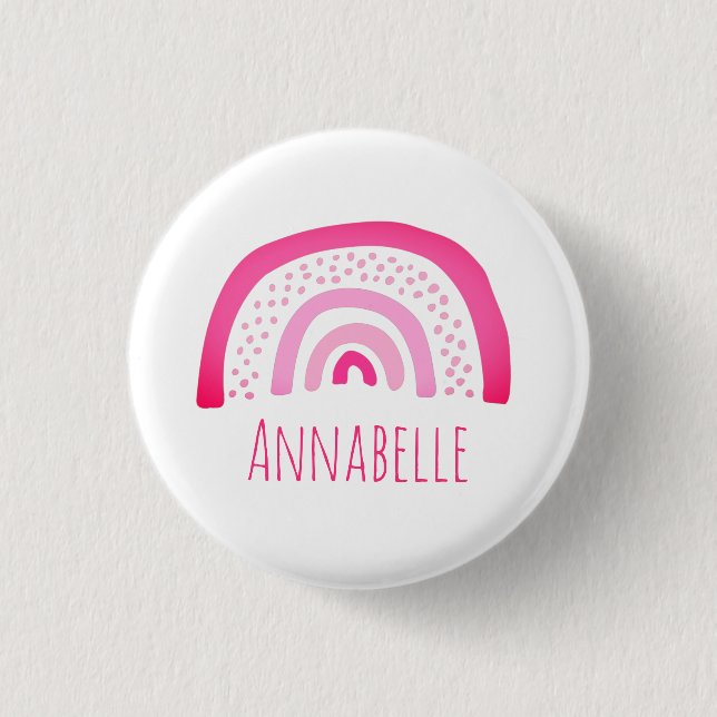 Pink Rainbow 1 Inch Round Button (Front)