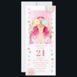 Pink Rainbow 21st Modern Photo Birthday Party Invitation<br><div class="desc">Pink Rainbow 21st Twenty One Modern Photo Birthday Party Invitations features a unique girly twenty first birthday downloadable party invitation for instant digital download. Perfect to invite family and friends to your celebration. Download and send these to your guests or have them printed to mail out or both. Cute, modern...</div>