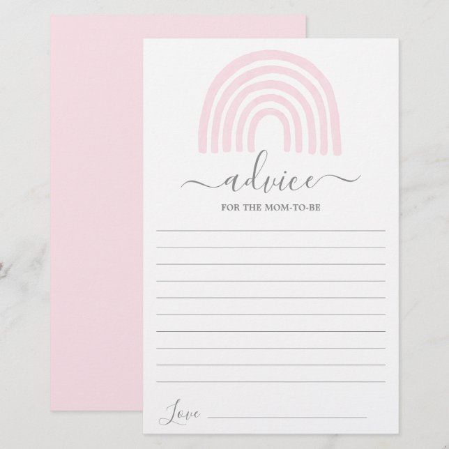 Pink Rainbow Advice for the Mom To Be card (Front/Back)