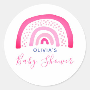 Pink Rainbow Baby Shower Classic Round Sticker