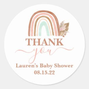 Pink Rainbow Baby Shower Girl Classic Round Sticker