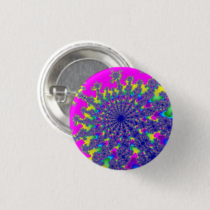 Pink Rainbow Burst 1 Inch Round Button