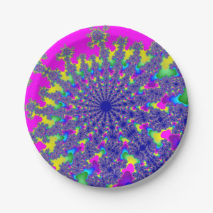 Pink Rainbow Burst Paper Plate