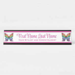 Pink Rainbow Butterfly Station Name Plate