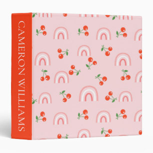 Pink Rainbow Cherry Pattern Binder