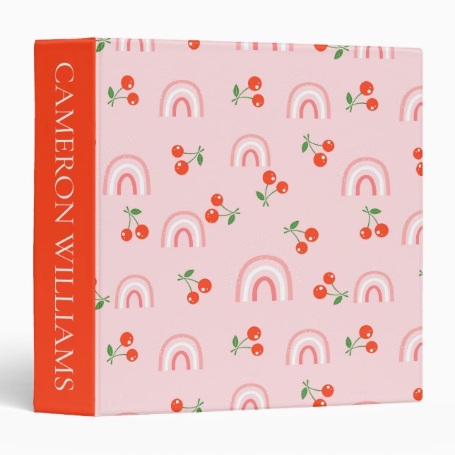 Pink Rainbow Cherry Pattern Binder (Front/Spine)