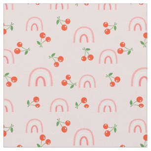 Pink Rainbow Cherry Pattern Fabric