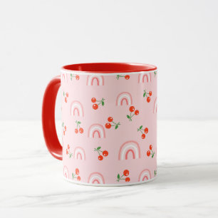 Pink Rainbow Cherry Pattern Mug