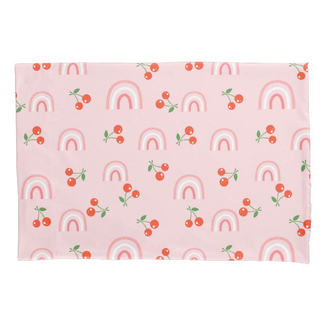 Pink Rainbow Cherry Pattern Pillowcase (Front)