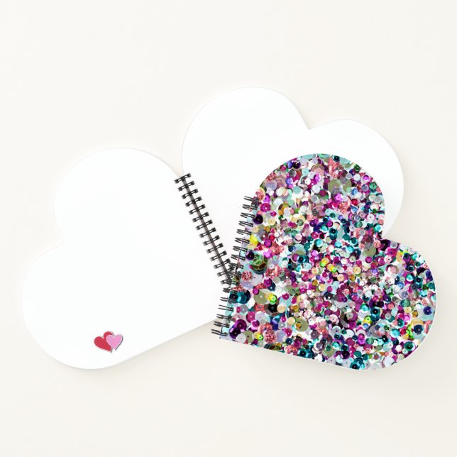 Pink Rainbow Faux Sequin Sparkles Heart Notebook (Inside)