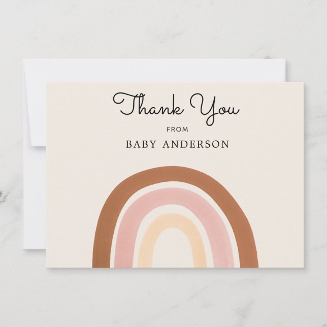 Pink Rainbow Girl Baby Shower Thank You Postcard (Front)