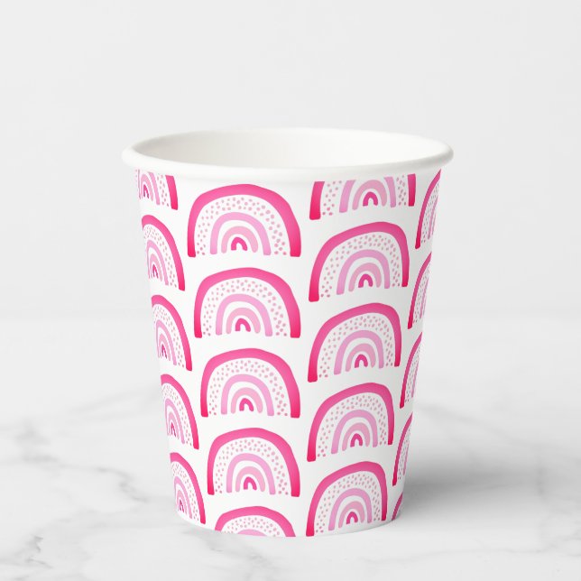 Pink Rainbow Girly pattern Paper Cups (Front)