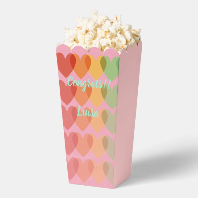 Pink Rainbow  Hearts Colourful Pattern Modern Favor Box (Popped)