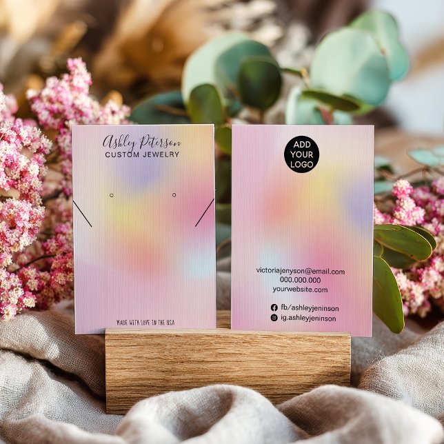 pink rainbow holographic necklace earrings display (pink rainbow holographic necklace earrings display)