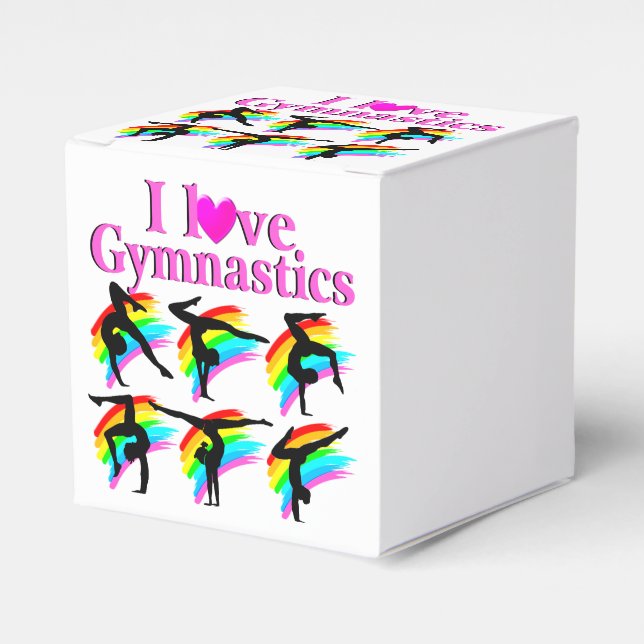 PINK RAINBOW I LOVE GYMNASTICS DESIGN FAVOR BOX (Front Side)