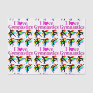 PINK RAINBOW I LOVE GYMNASTICS DESIGN TISSUE PAPER