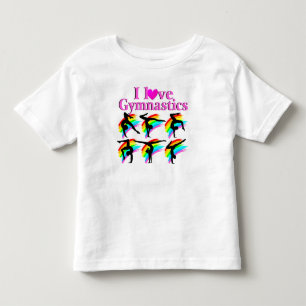 PINK RAINBOW I LOVE GYMNASTICS DESIGN TODDLER T-SHIRT