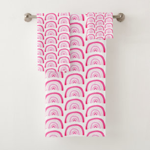 Pink Rainbow Pattern Bath Towel Set
