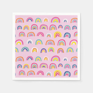Pink Rainbow Pattern birthday Napkin