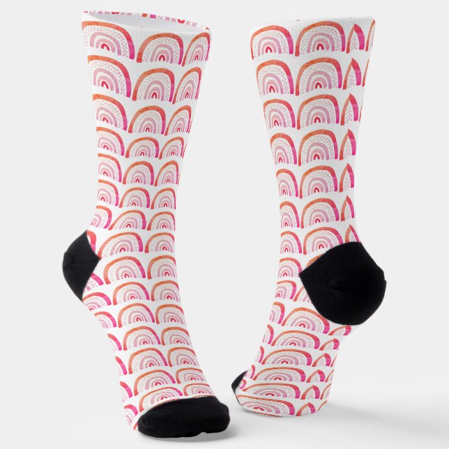 Pink Rainbow Pattern Socks (Angled)
