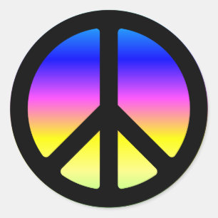 Pink Rainbow Peace Symbol Stickers