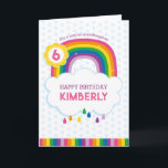 Pink Rainbow Personalized Birthday Card for Kids<br><div class="desc">Perfect for little girls,  this bright rainbow birthday card can be personalized with any name,  age and inside greeting. Matching envelope liners also available in my store.</div>