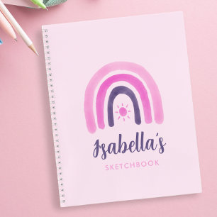 Pink Rainbow Sketchbook Girl Notebook