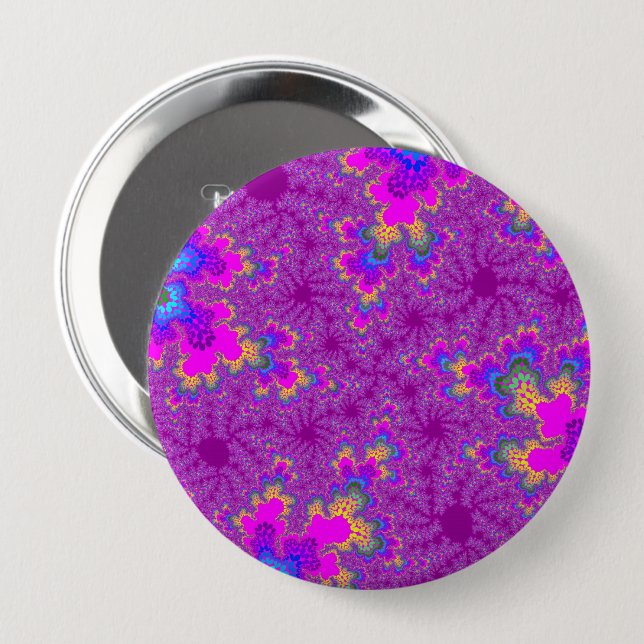 Pink Rainbow Speckle 4 Inch Round Button (Front & Back)