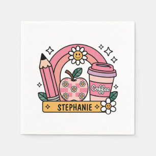 Pink Rainbow Teacher Essentials – Personalized Napkin