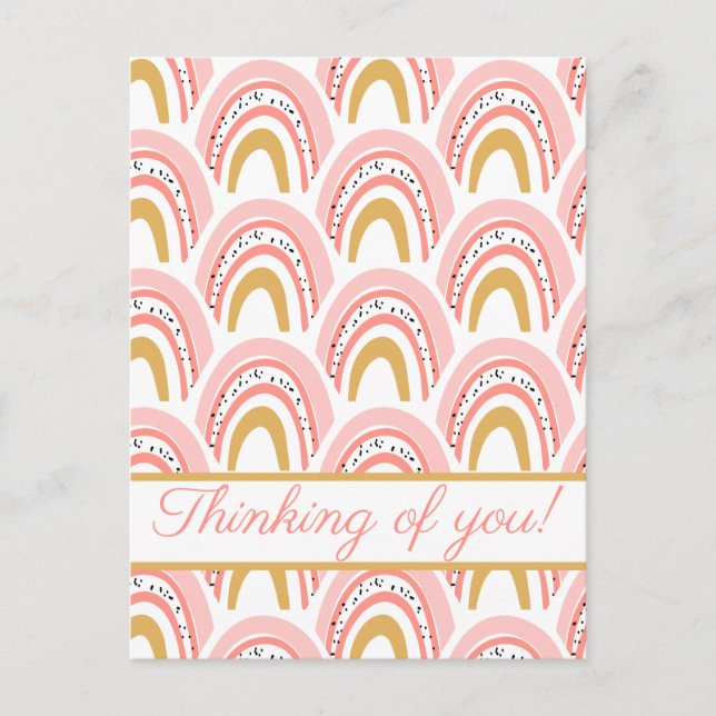 Pink Rainbow Thinking Of You Postcard (Front)
