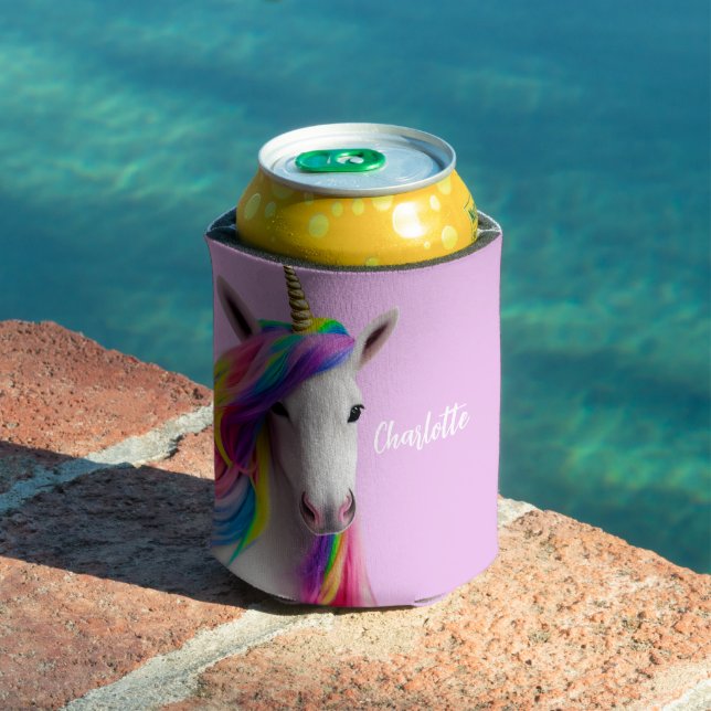 Pink Rainbow Unicorn Insulated Can Cooler (In Situ Pool)