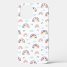 Pink Rainbows Clouds Boho Design