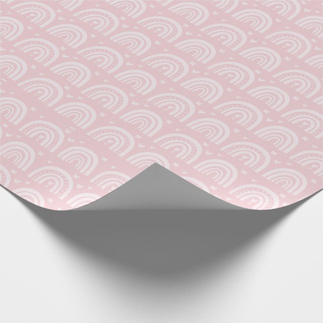 Pink Rainbows Girly Cute Pretty Baby Shower Wrapping Paper (Corner)