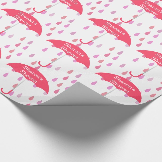 Pink Raindrops Custom Shower Wrapping Paper (Corner)