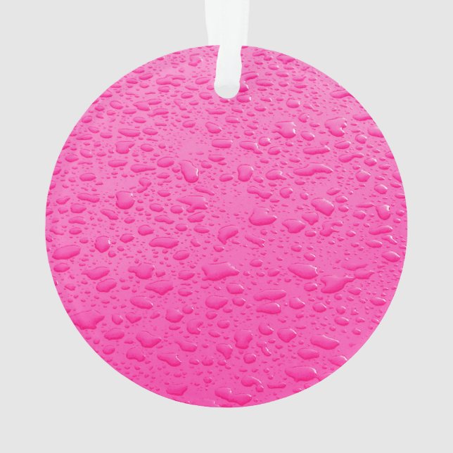 Pink Raindrops on Car Ornament (Back)