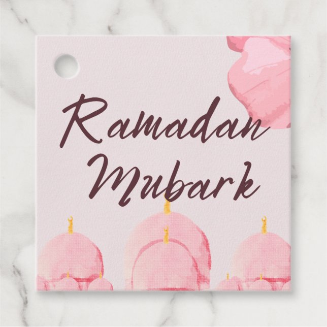 Pink Ramadan mubark  Favour Tags (Front)