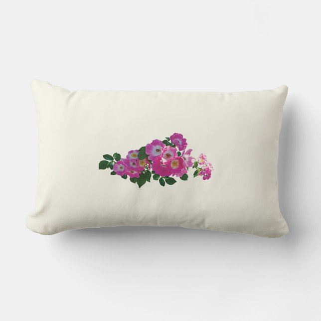 Pink Rambler Rose Lumbar Pillow (Front)