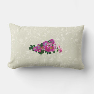 Pink Rambler Rose Lumbar Pillow