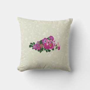 Pink Rambler Rose Throw Pillow