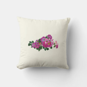 Pink Rambler Rose Throw Pillow