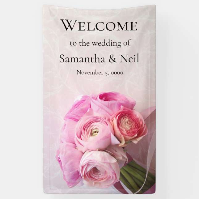 Pink ranunculus bouquet banner (Vertical)