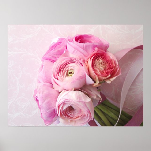 pink ranunculus bouquet poster (Front)