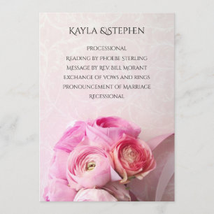 Pink ranunculus bouquet program