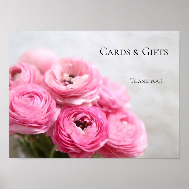 Pink ranunculus flowers sign (Front)
