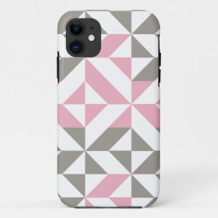 Pink Raspberry and Silver Geometric ZigZag iPhone 11 Case