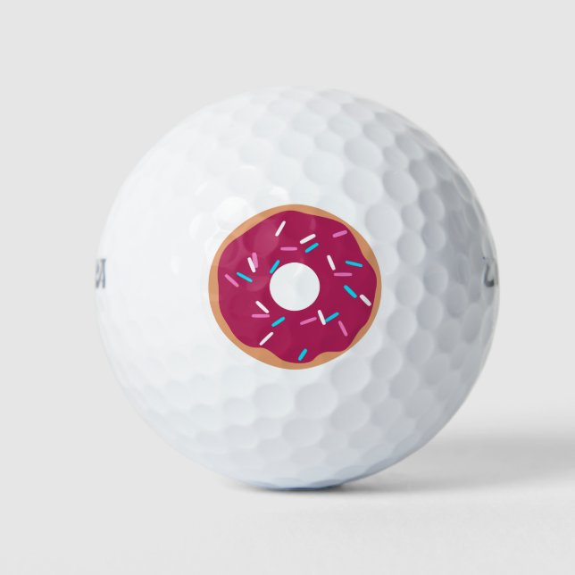 Pink Raspberry glazed donut Golf Balls (Front)