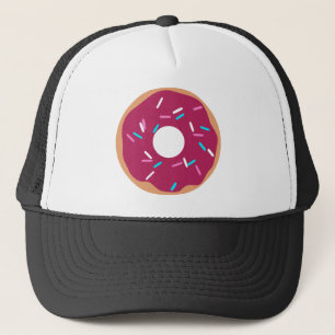 Pink Raspberry glazed doughnut Trucker Hat