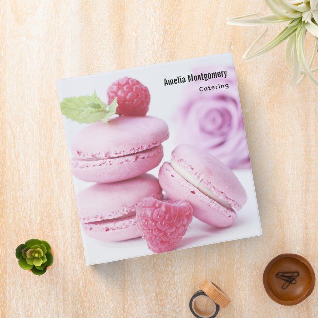Pink Raspberry Macarons French Pastry Photo Binder (In Situ)