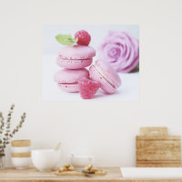 Pink Raspberry Macarons French Pastry Photo